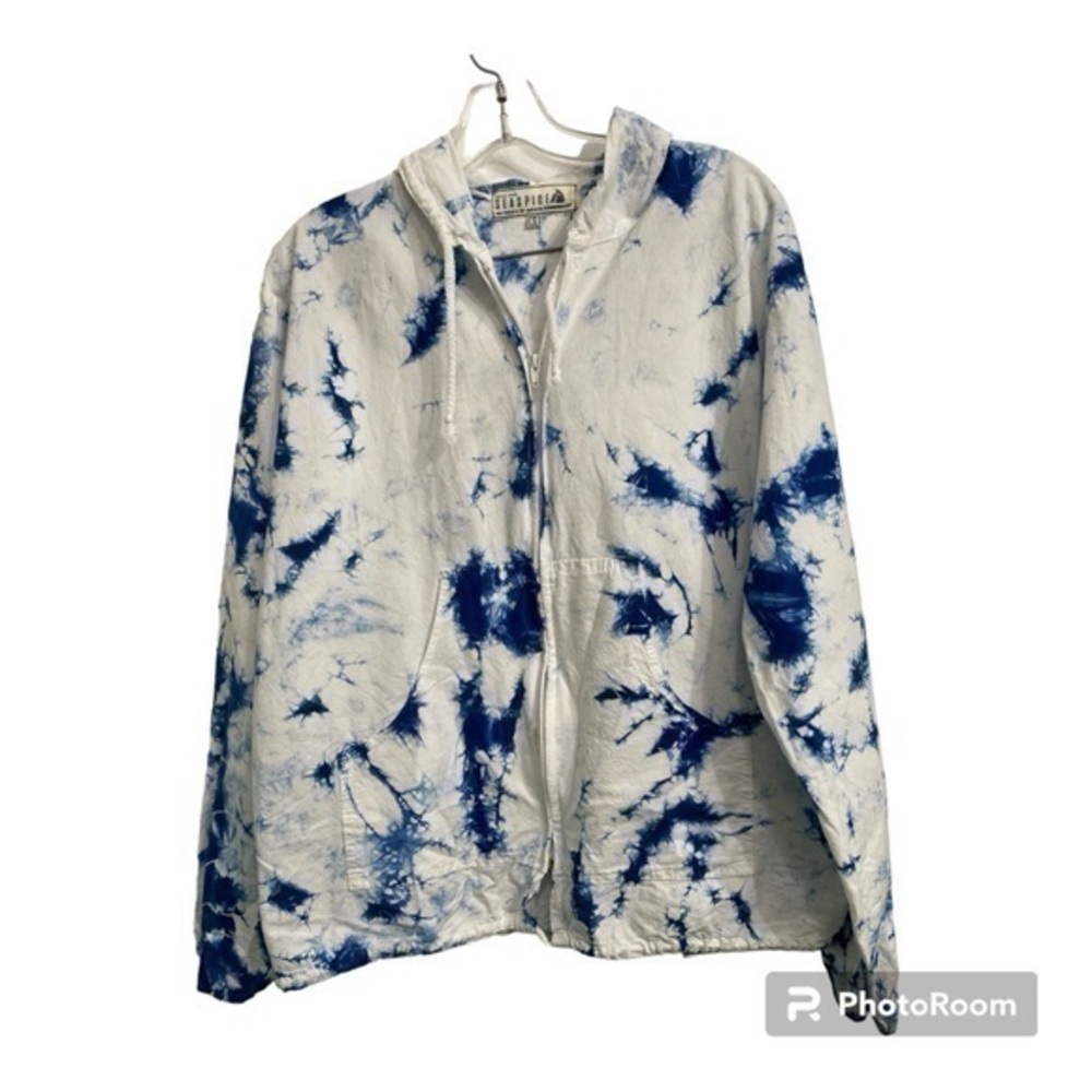 Seaspice women light weight white and blue tye dyed jacket Size S